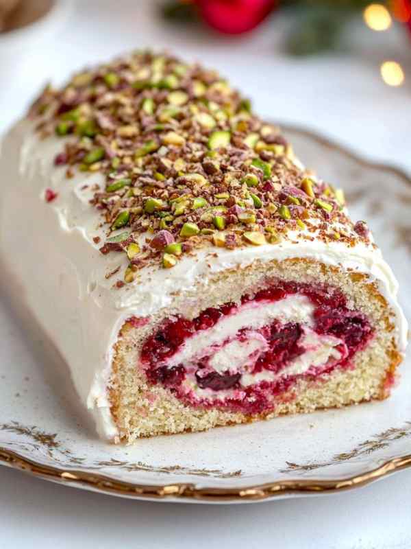 Pistachio-Raspberry-Yule-Log