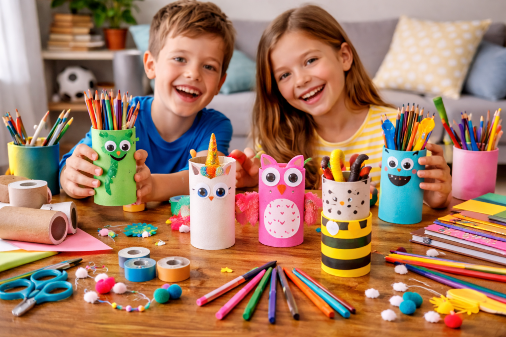 DIY-Pencil-Holders-from-Toilet-Paper-Rolls