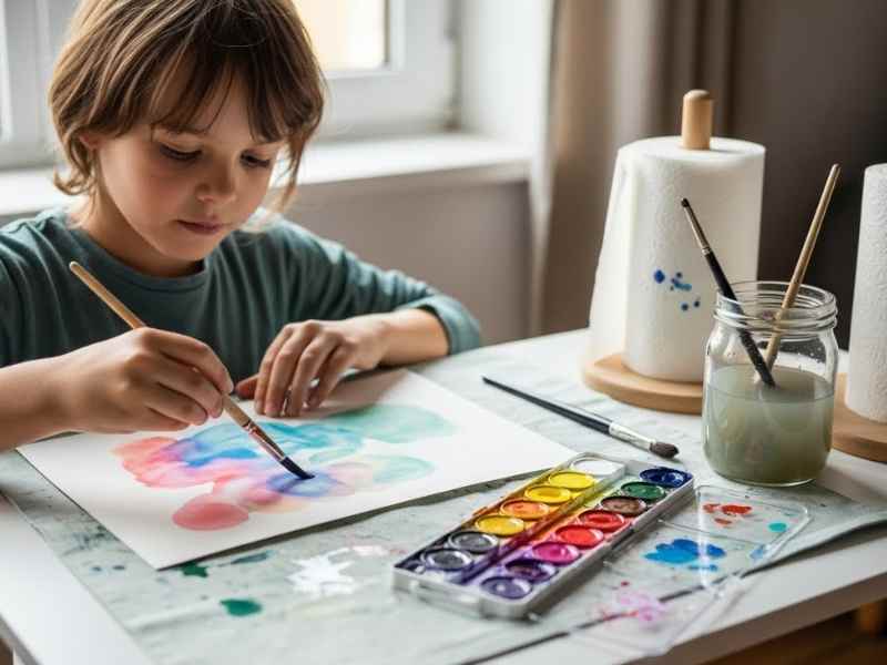 Painting-with-Watercolors-Indoor-Activities-for-Kids-on-Rainy-Days