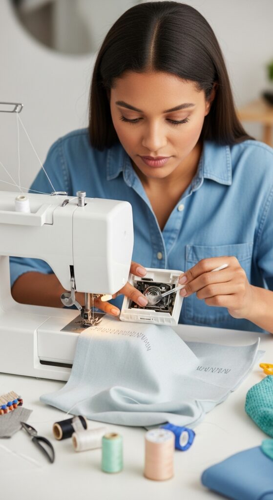 Clean-the-Bobbin-Area-one-way-to-fix-why-is-my-sewing-machine-skipping-stitches