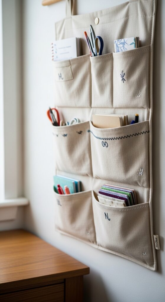 Fabric-Wall-Organizer-With-Compartments-is-another-wedding-gift-sewing-projects