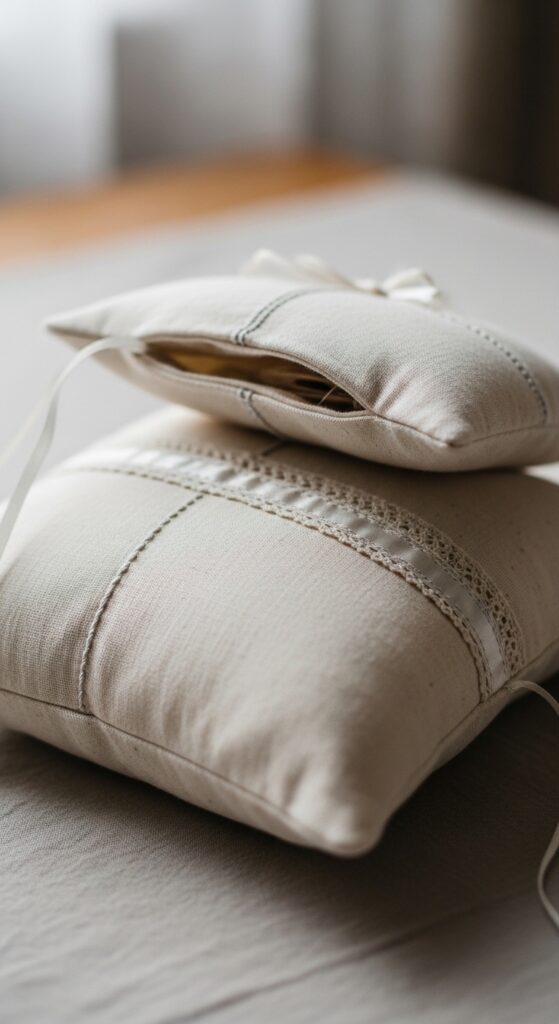 Another-wedding-gift-sewing-projects-is-a-Handmade-Ring-Pillow-With-Hidden-Storage
