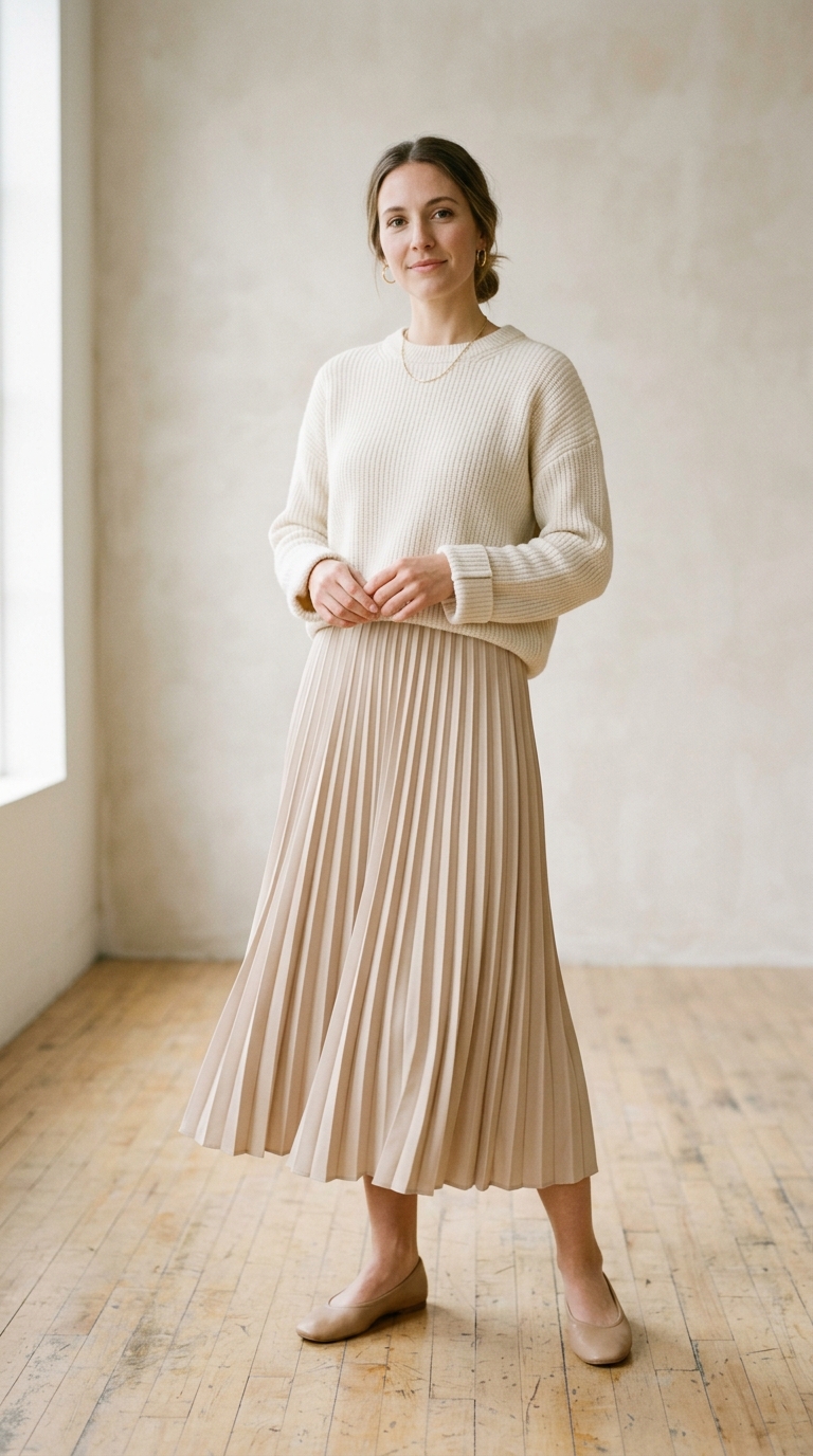 Knit-Sweater-Pleated-Skirt-old-money-outfit-ideas-from-thrift-flips.