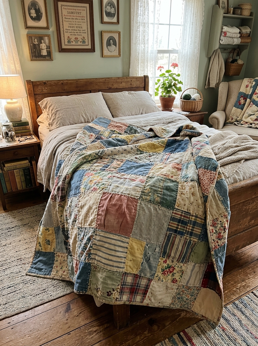 Patchwork-Memory-Quilt-From-Old-Clothes