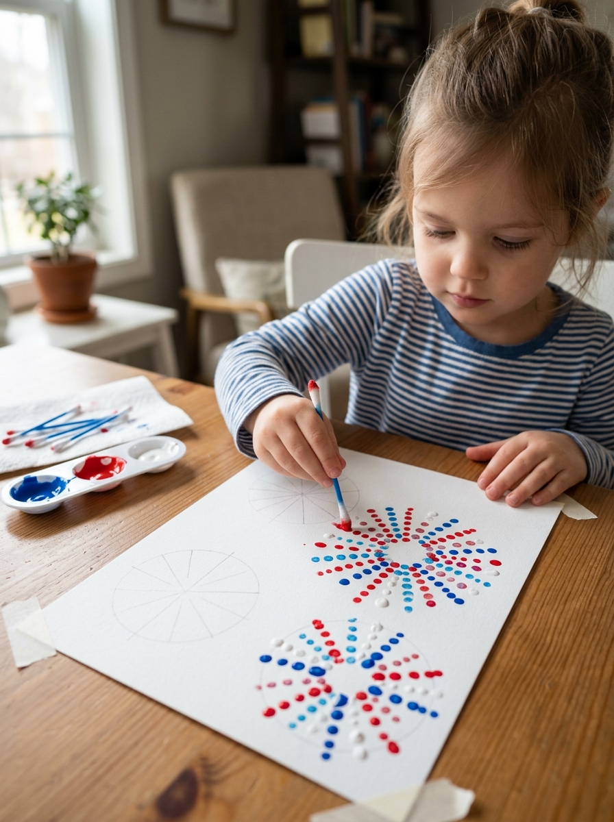 Q-Tip-firework-painting-craft-for-kids-indoor-use