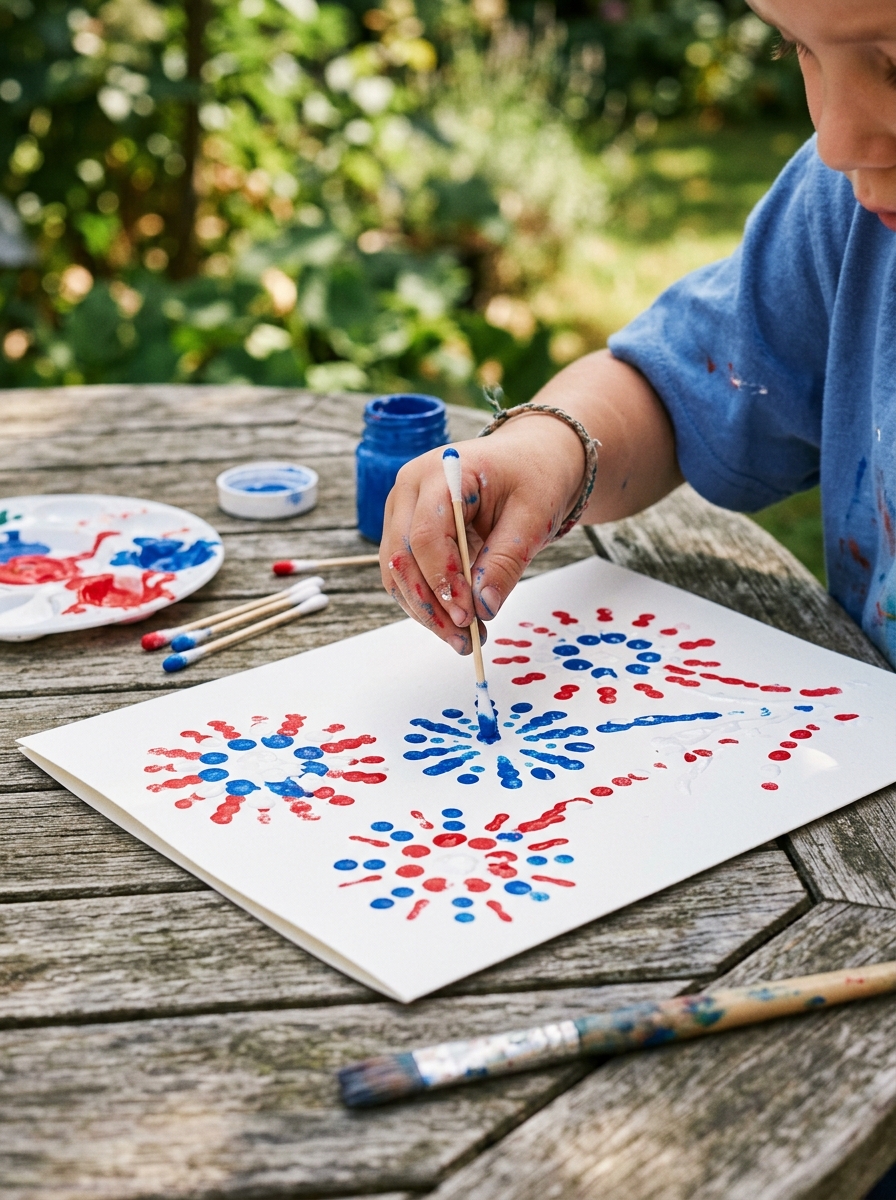 Q-Tip-firework-painting-craft-for-kids-outdoor-use.