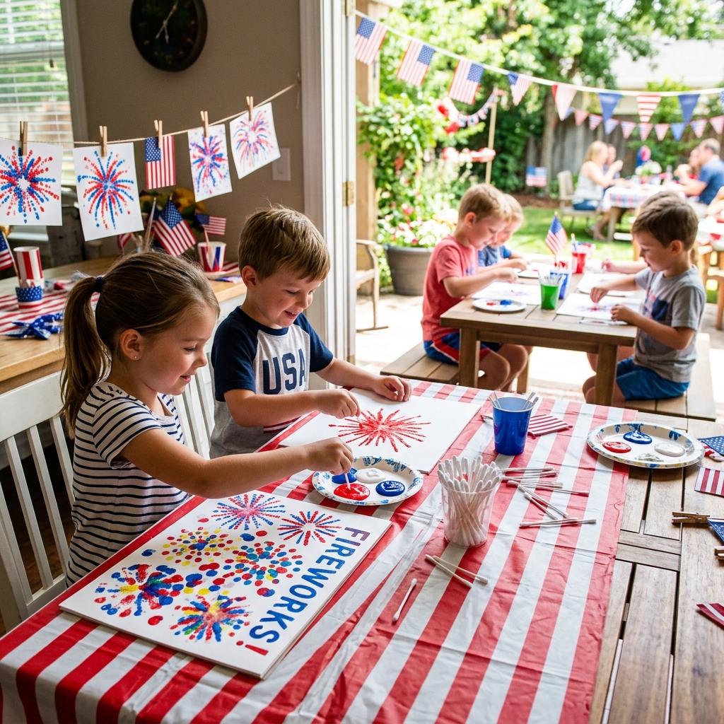 Setup-Strategy-for-the-Q-Tip-Firework-Painting-Craft-for-Kids.