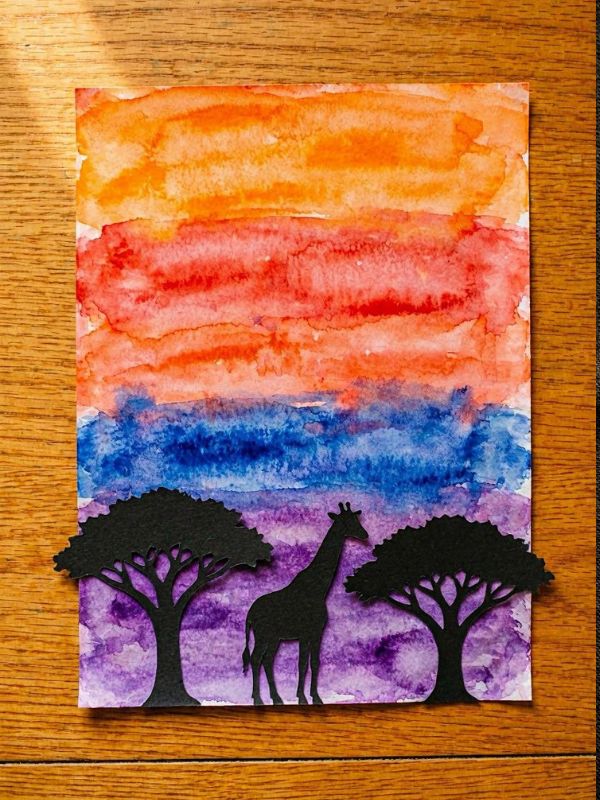 African-Savannah-Sunset-Silhouette-another-african art projects for kids