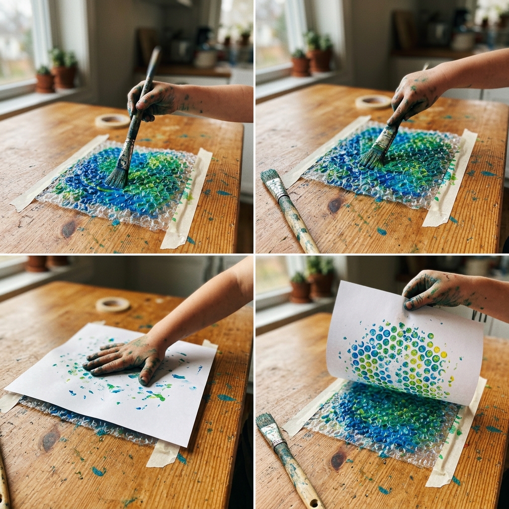 Child_hands_painting_bubble_wrap.