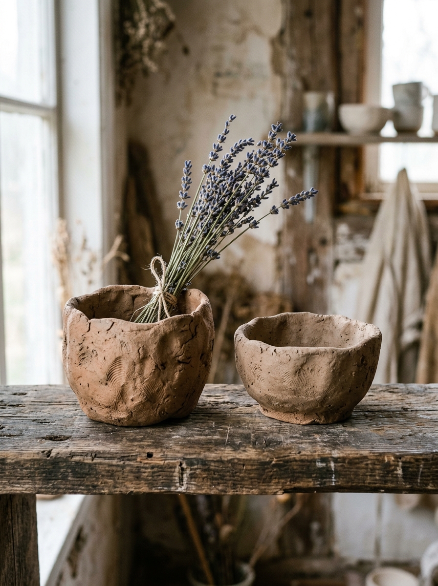  Clay_pinch_pots_on_shelf.