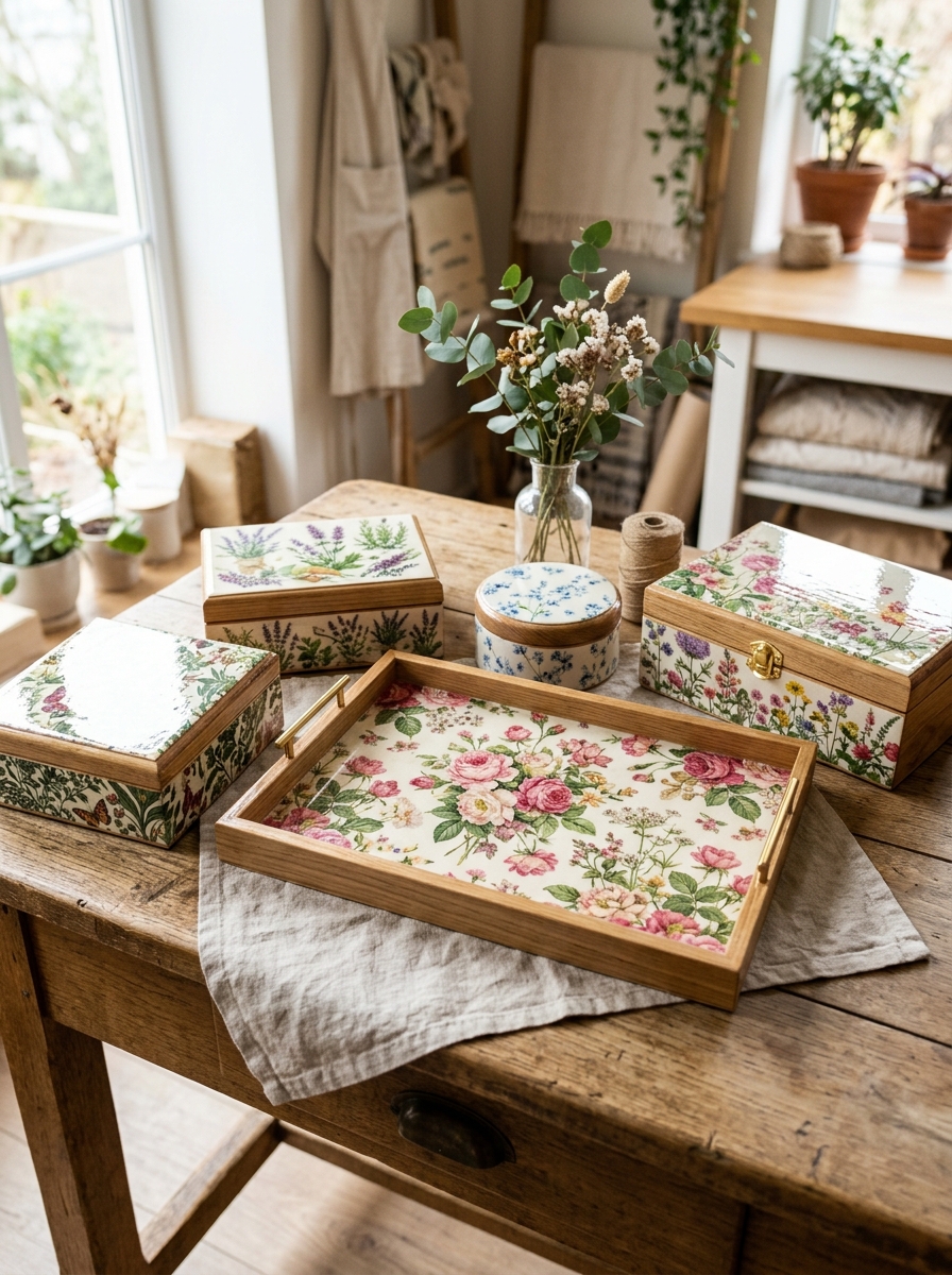 Decorated_wooden_boxes_trays-Decoupage.-crafts-for-seniors-with-arthritis