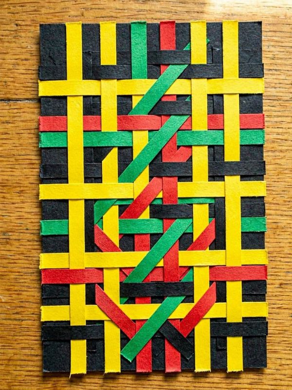 african art projects for kids-Kente-Cloth-Paper-Weaving