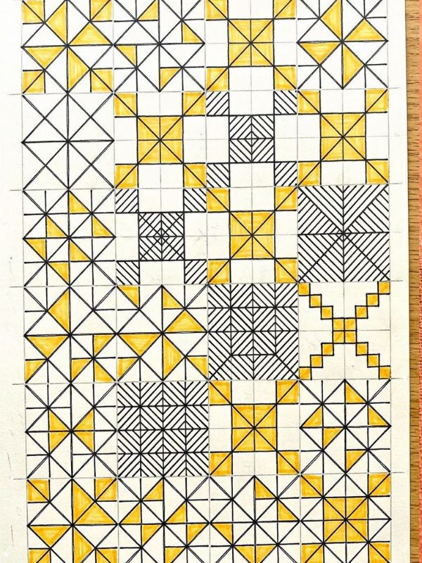 african art projects for kids-Kuba-Kingdom-Geometric-Pattern-Design