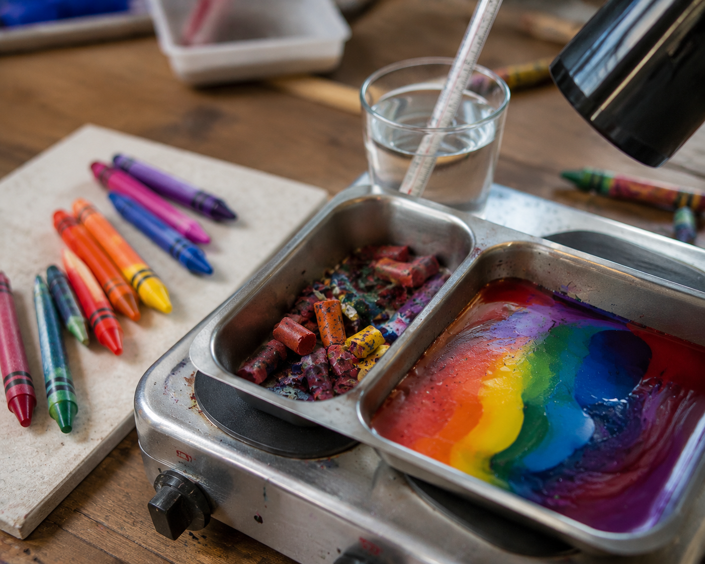 Crayon-melting-art-project-in-progress
