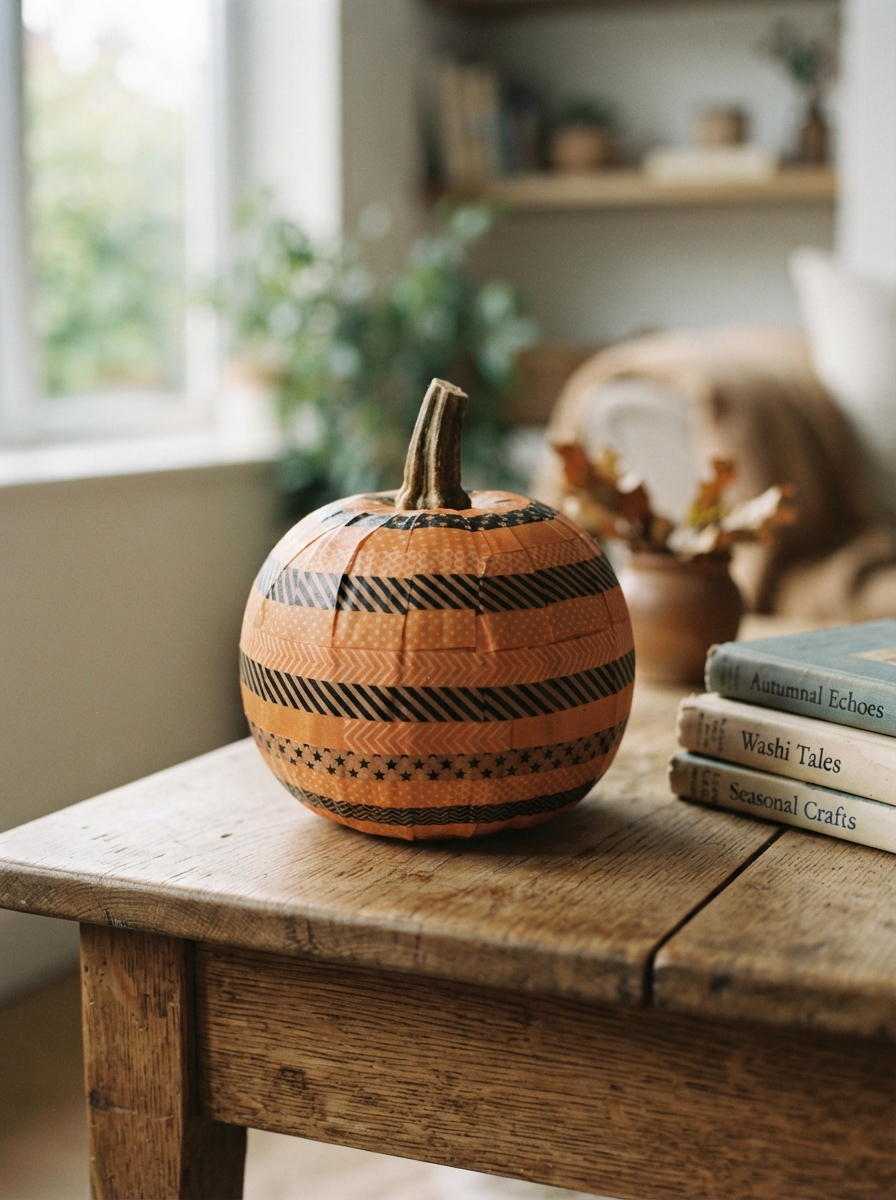 Faux_pumpkin_wrapped_washi_tape-Halloween-craft-ideas-for-adults