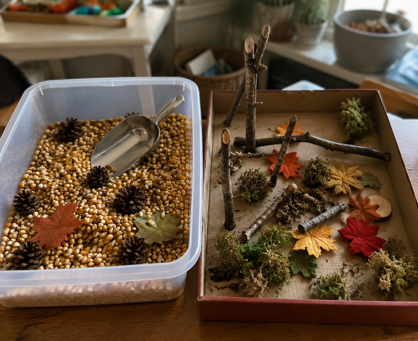 Sensory-Bin-and-Diorama-Pairing.-Fall-Crafts-for-Siblings-of-Different-Ages