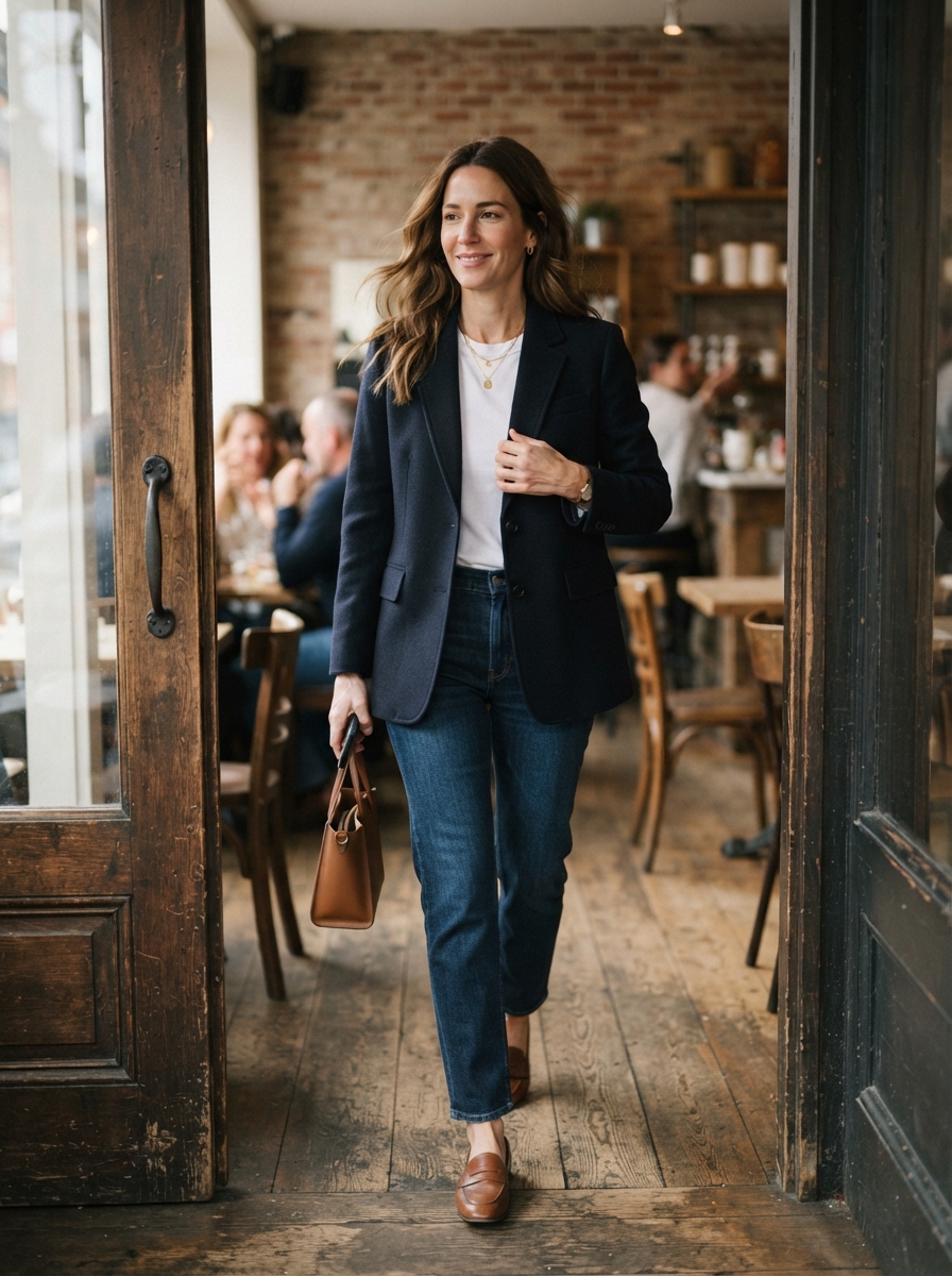 Woman_walking_through_doorway_wearing-Tailored-Blazer.
