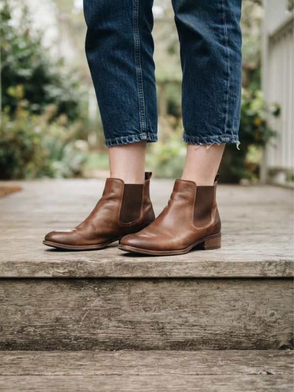 woman-wearing-brown-colour-ankle-boot