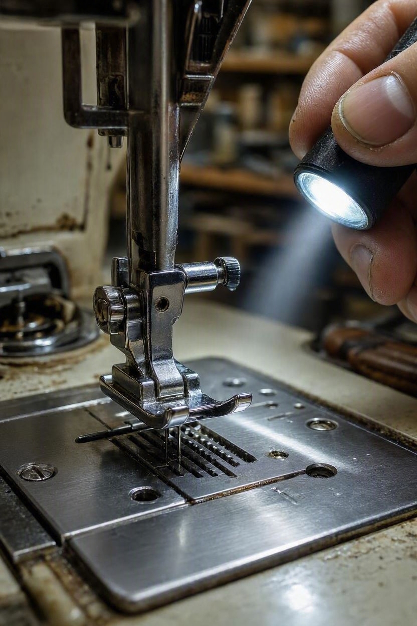 Check-the-Needle-Plate-Presser-Foot-and-Hook-Area-for-Damage.