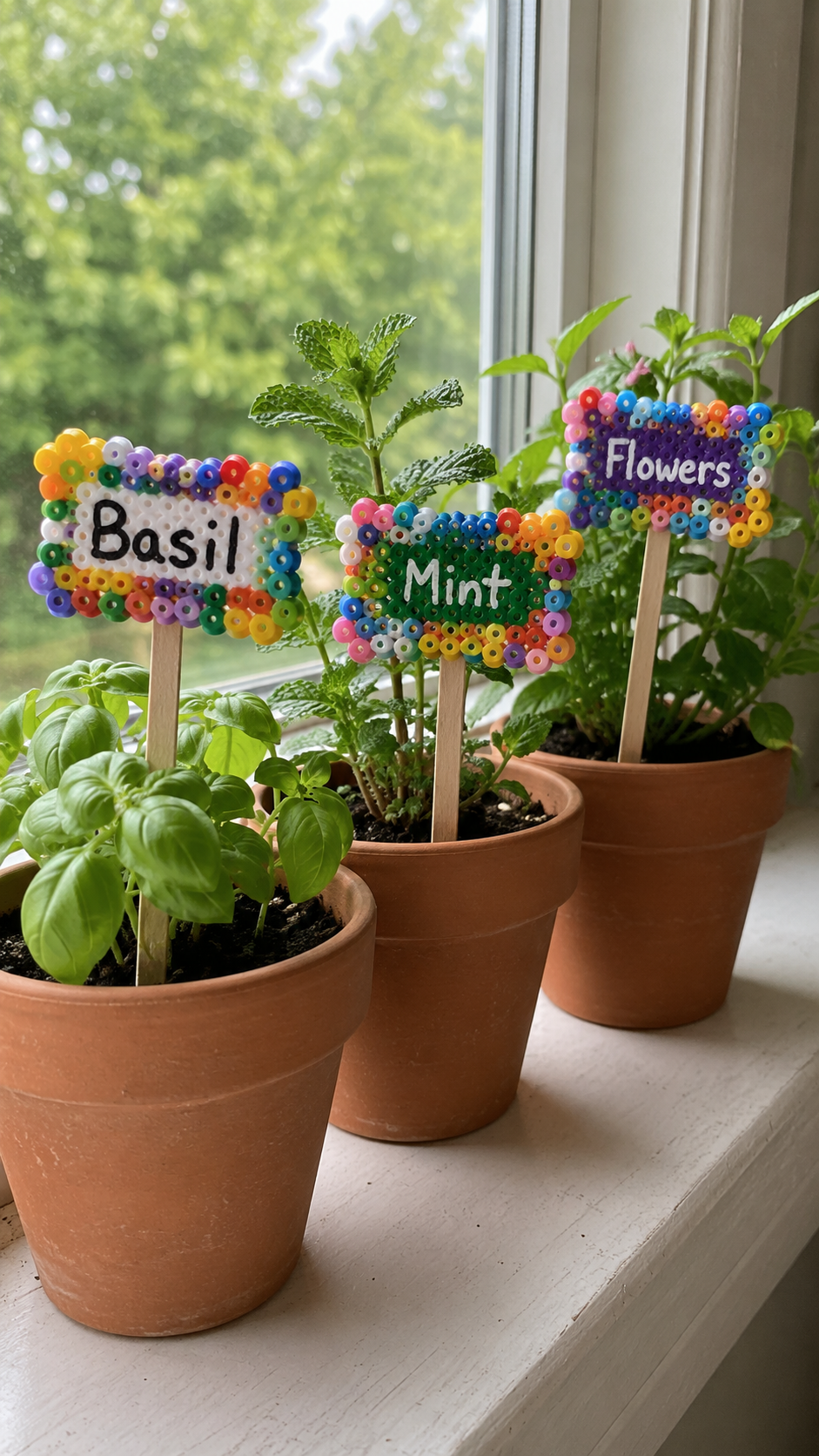 Handmade-Perler-bead-plant-markers.