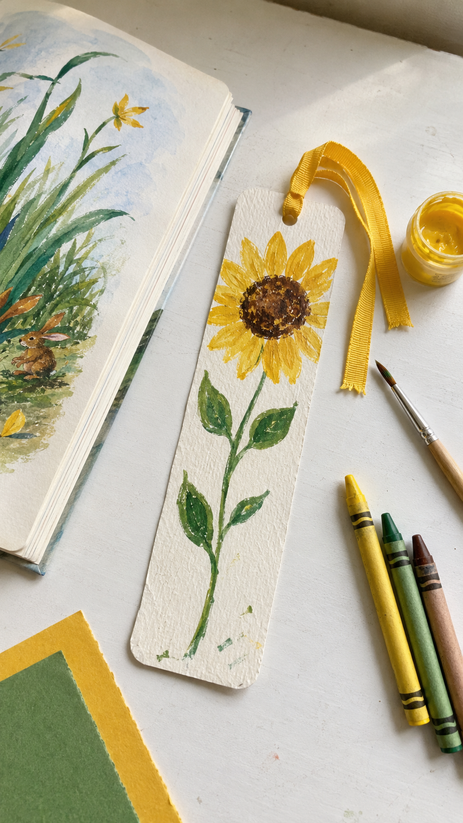Handmade-sunflower-bookmark-craft.