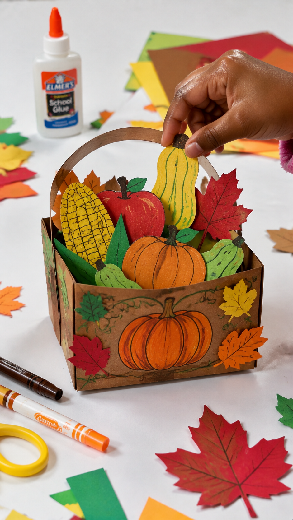 Paper-Bag-Harvest-Basket.-Thanksgiving-crafts-for-young-children