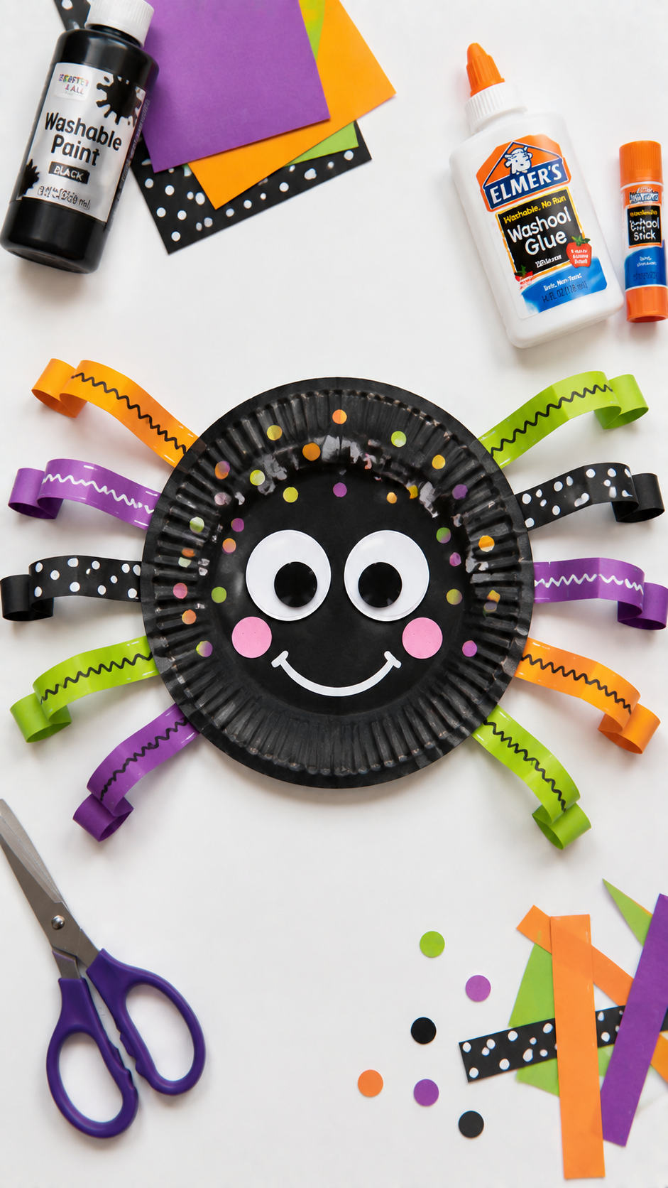 Paper-Plate-Spider-With-Friendly-Face-Halloween-Crafts-for-Kids