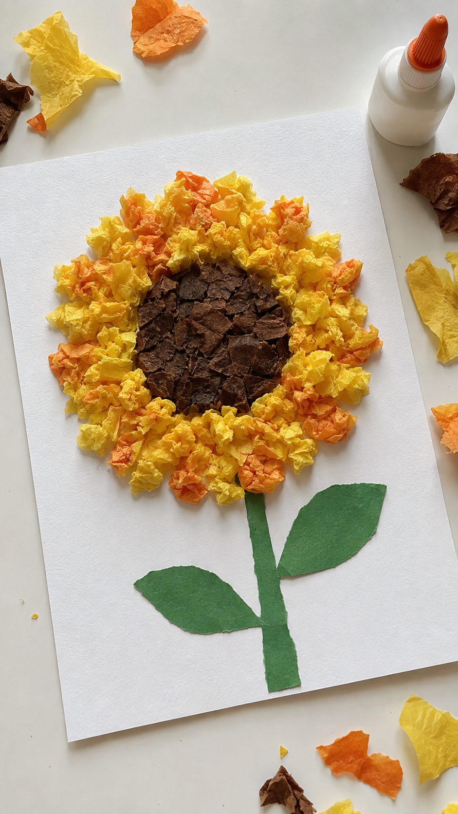 Textured-tissue-paper-sunflower-craft.
