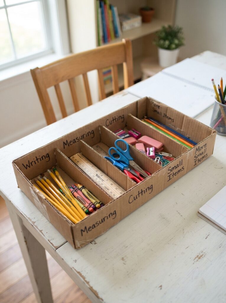 Cardboard-School-Supply-Sorting-Tray
