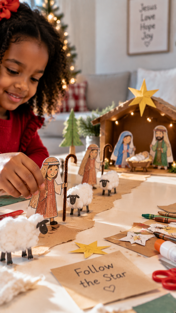 Handmade-Nativity-Craft-Elf-on-the-Shelf-alternatives.-Scene-