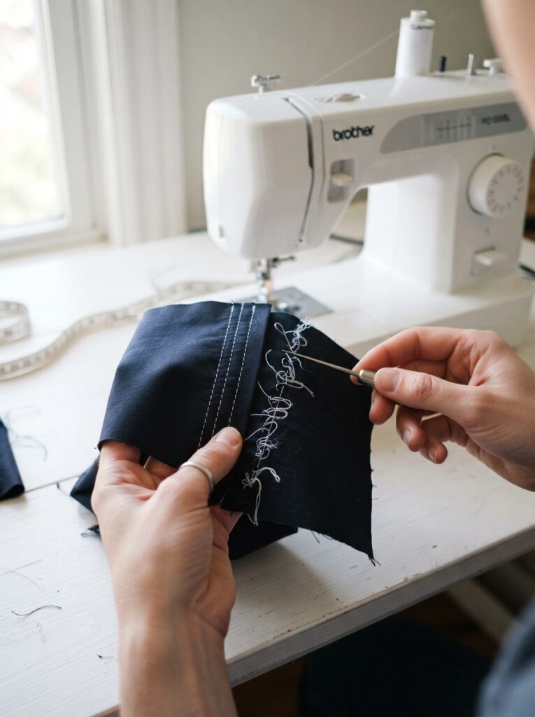 Inspecting_fabric_sample_stitches.