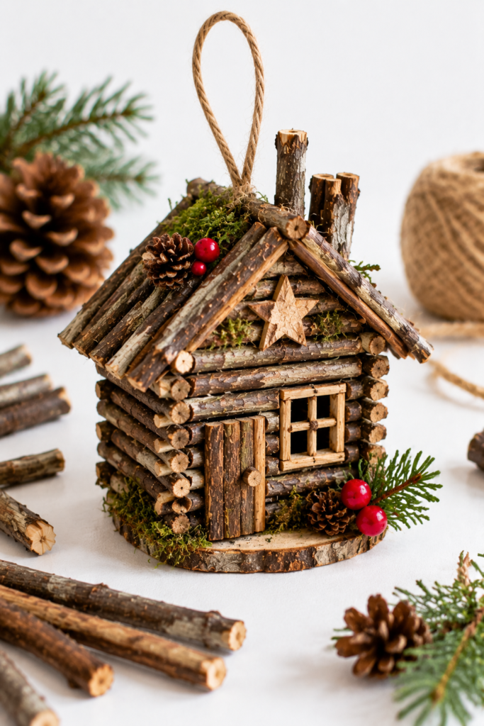 Rustic-Twig-Cabin-Christmas-Ornament-another-Christmas-Nature-Crafts.
