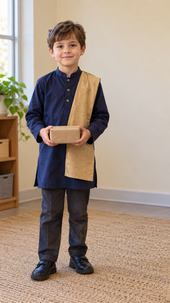 Child-wise-man-with-handmade-gift-nativity-costumes-for-toddlers-and-kids-