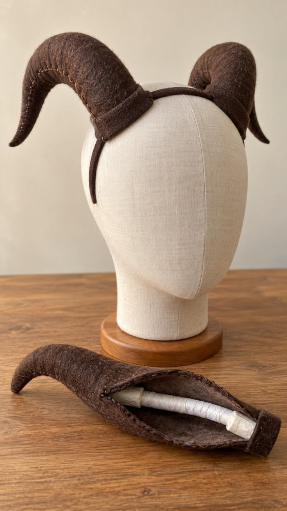 Handmade-felt-horns-with-exposed-padded-core