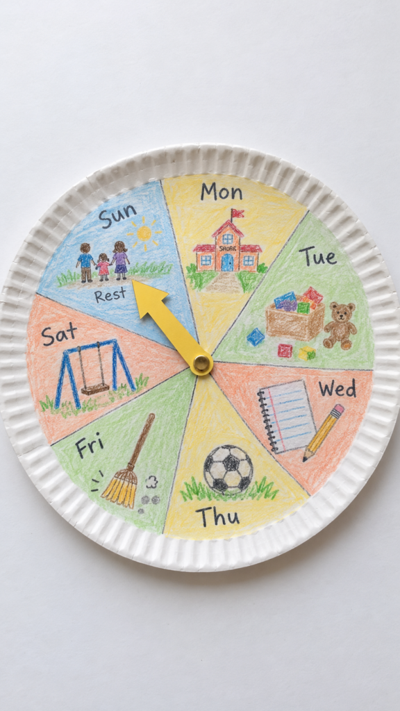Handmade-weekly-wheel-with-Sunday-rest-ten-commandments-crafts-for-kids