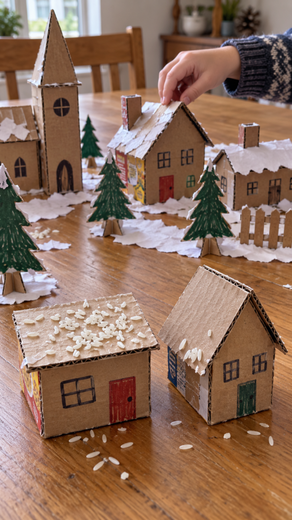 Handmade-winter-village-roof-comparison.