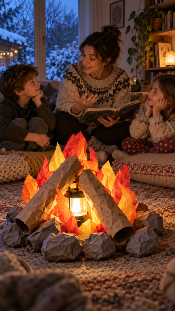 Lantern-lit-paper-campfire-snow-day-crafts-for-kids
