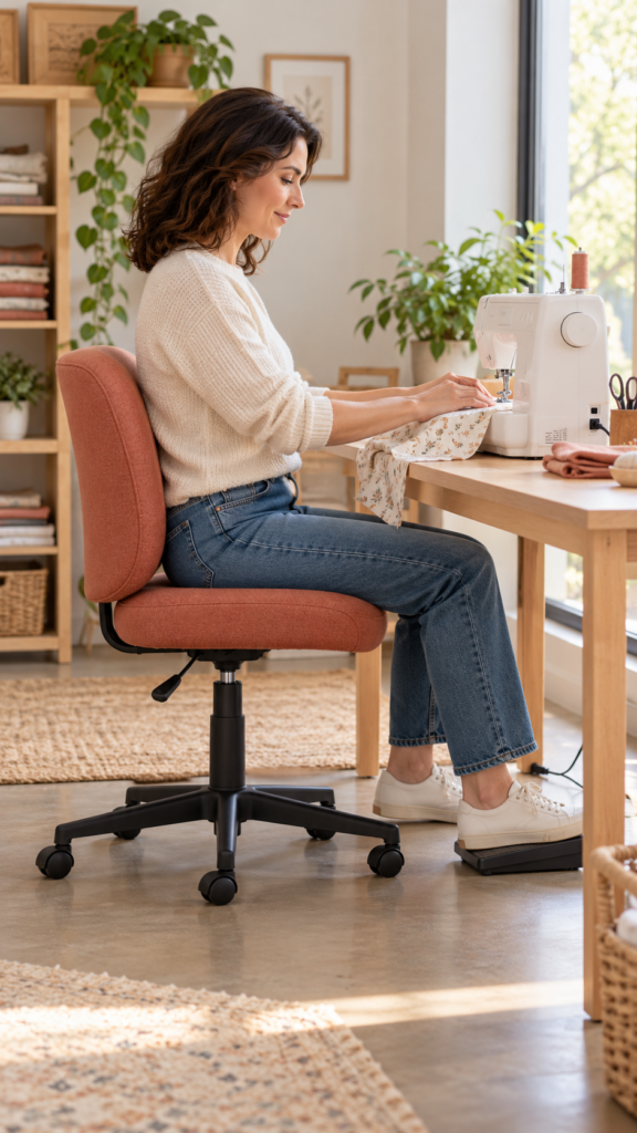 Terracotta-Chair-at-the-Sewing-Table