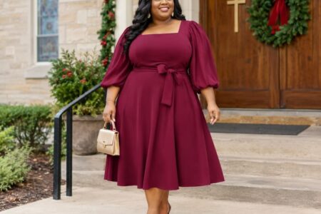 plus-size-Christmas-church-outfits