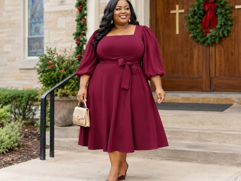 plus-size-Christmas-church-outfits